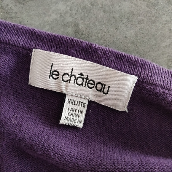 Le Chateau Purple V-Neck Sweater XXL - Picture 4 of 11